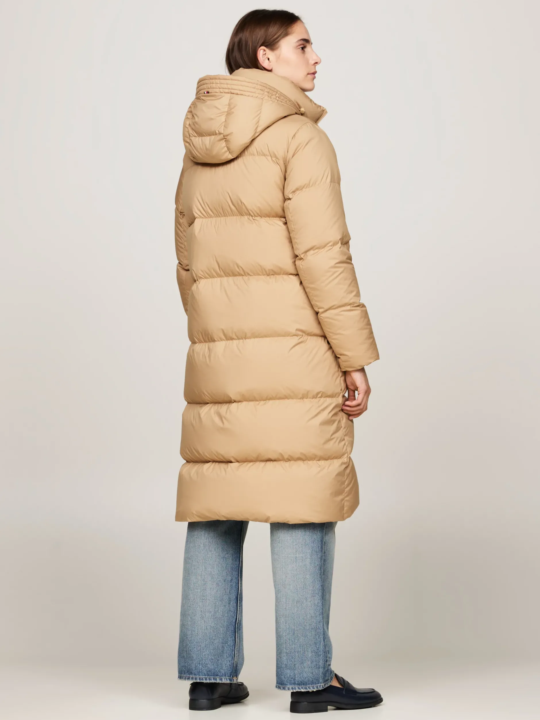 Kurtki & Płaszcze*Tommy Hilfiger Nieprzemakalny Płaszcz Puchowy O Wydłużonym Kroju CLASSIC KHAKI