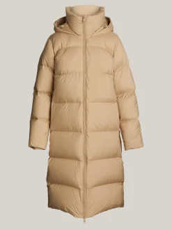 Kurtki & Płaszcze*Tommy Hilfiger Nieprzemakalny Płaszcz Puchowy O Wydłużonym Kroju CLASSIC KHAKI