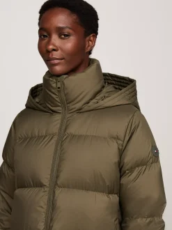 Kurtki & Płaszcze*Tommy Hilfiger Nieprzemakalny Płaszcz Puchowy O Wydłużonym Kroju ARMY GREEN