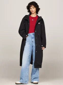 Kurtki & Płaszcze*Tommy Hilfiger Nieprzemakalny Płaszcz Z Kapturem 2 W 1 BLACK