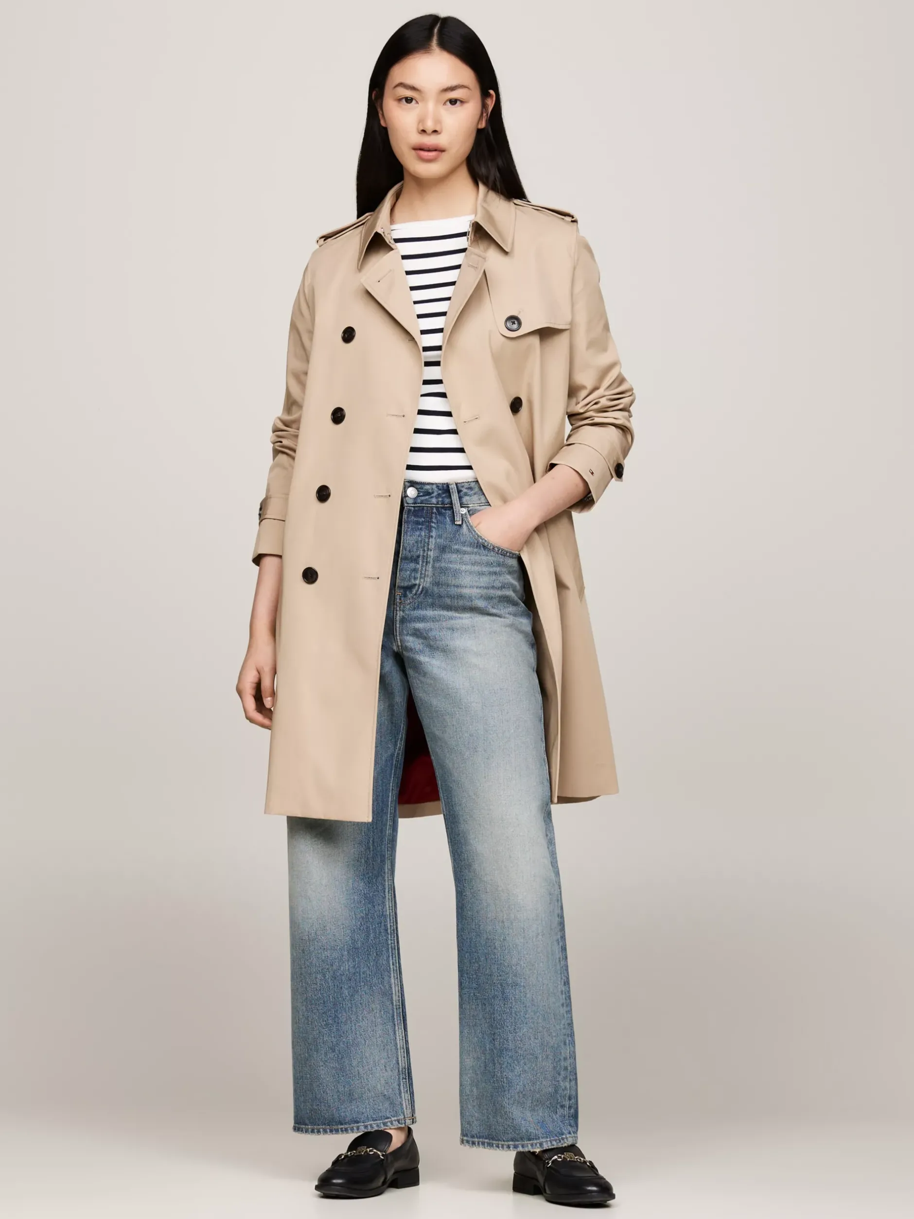 Kurtki & Płaszcze*Tommy Hilfiger Nieprzemakalny Trencz O Wąskim Kroju BEIGE