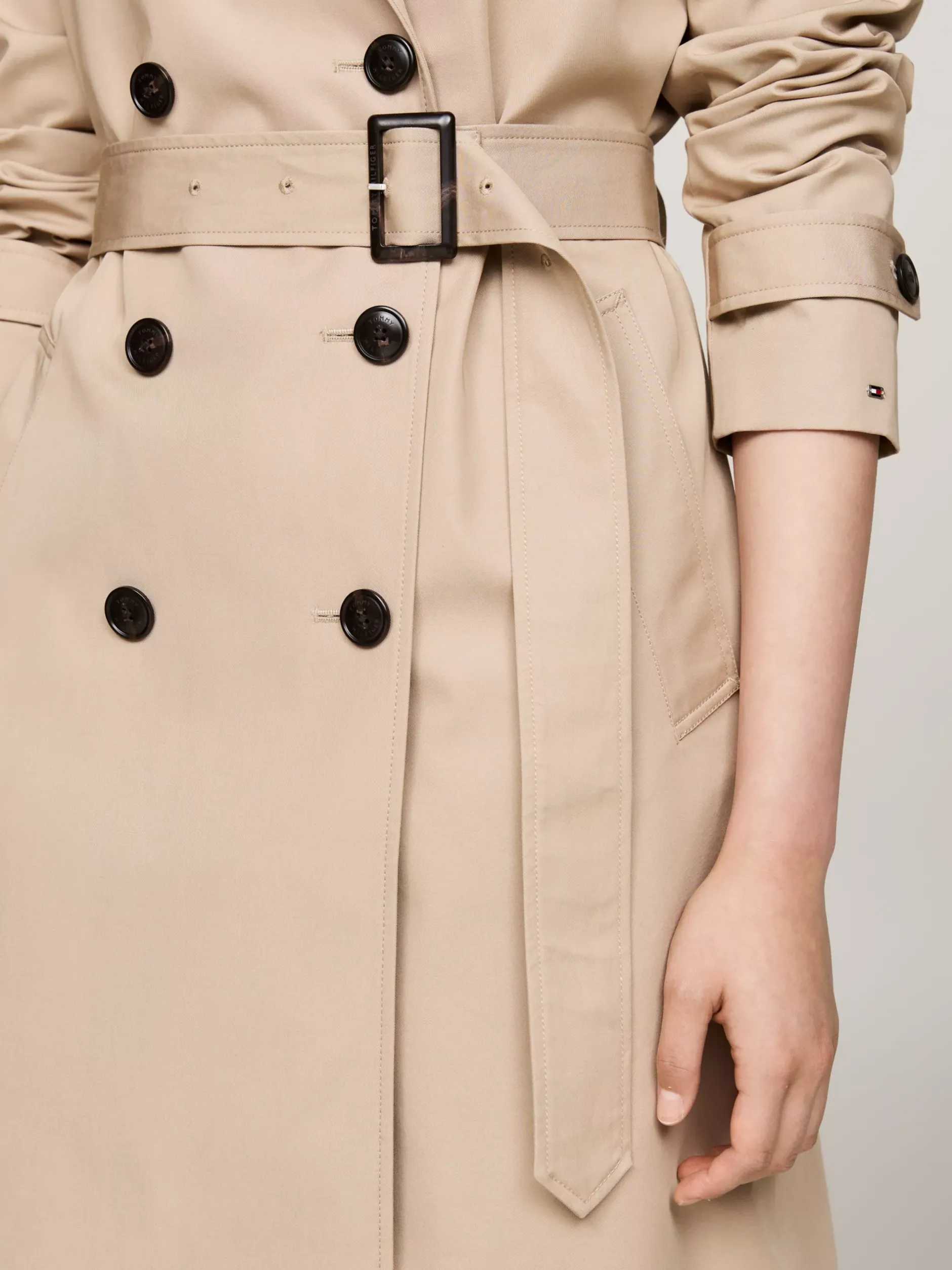 Kurtki & Płaszcze*Tommy Hilfiger Nieprzemakalny Trencz O Wąskim Kroju BEIGE