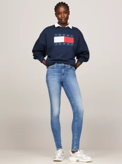 Jeansy*Tommy Hilfiger Obcisłe Jeansy Nora Z Efektem Wyblaknięcia DENIM MEDIUM