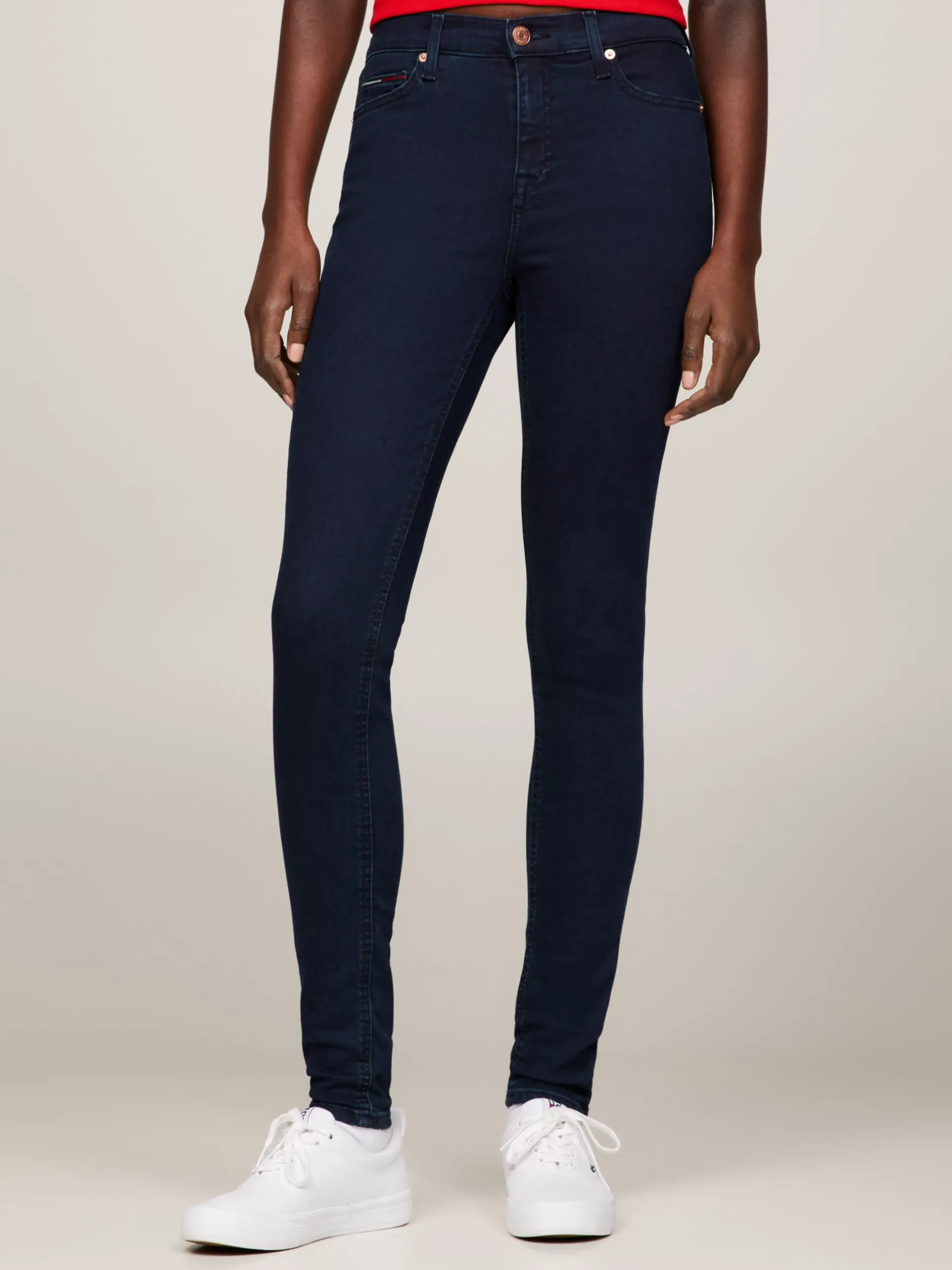 Jeansy*Tommy Hilfiger Obcisłe Jeansy Nora Ze średnim Stanem AVENUE DARK BLUE STRETCH