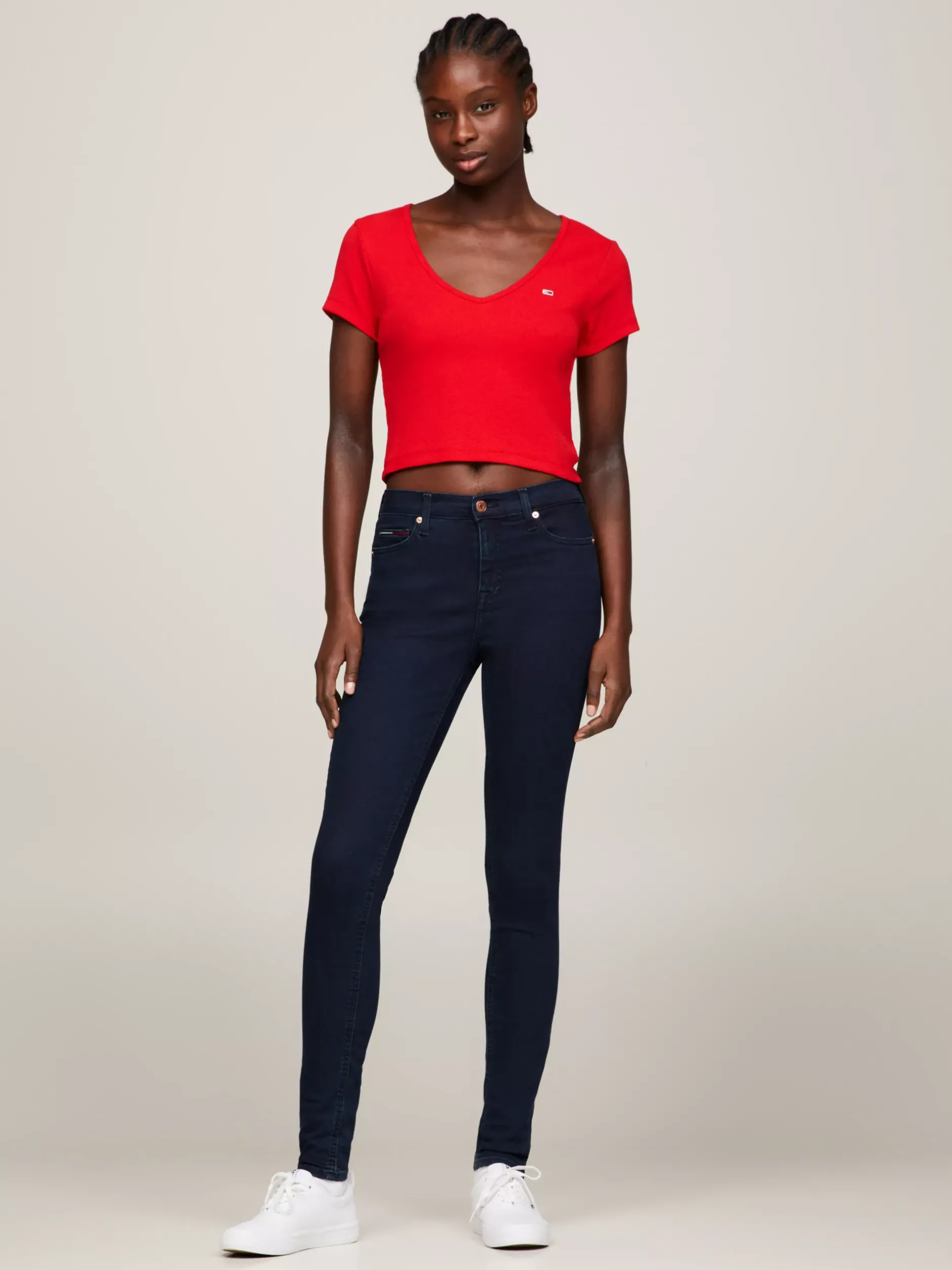 Jeansy*Tommy Hilfiger Obcisłe Jeansy Nora Ze średnim Stanem AVENUE DARK BLUE STRETCH
