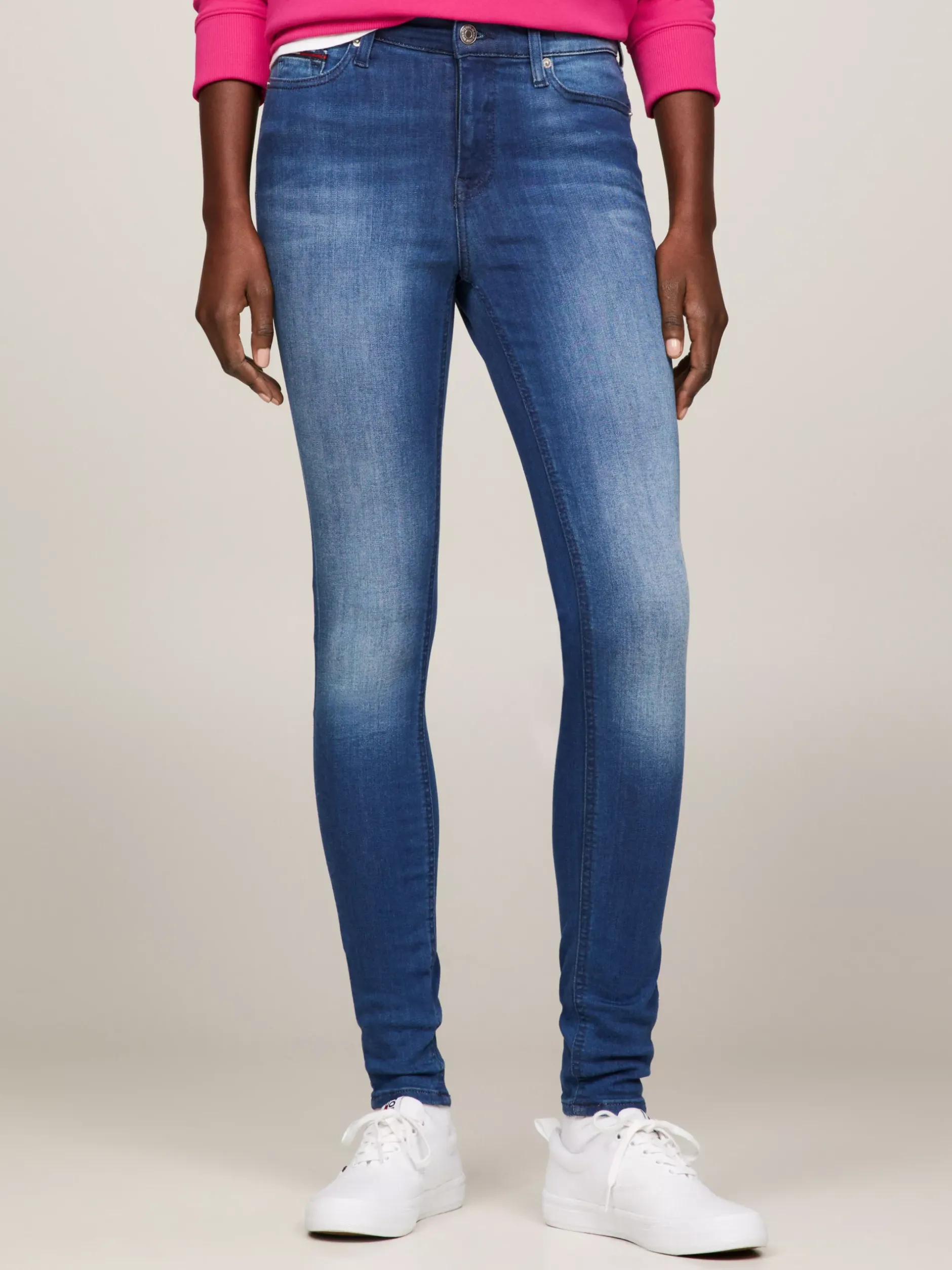 Jeansy*Tommy Hilfiger Obcisłe Jeansy Nora Ze średnim Stanem NEW NICEVILLE MID BLUE STRETCH