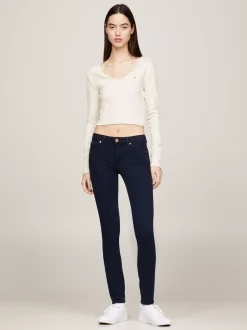 Jeansy*Tommy Hilfiger Obcisłe Jeansy Sophie Z Niskim Stanem AVENUE DARK BLUE STRETCH