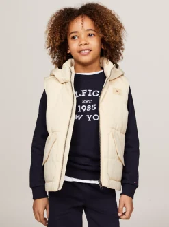 Kurtki*Tommy Hilfiger Ocieplana Kamizelka Z Logo Hilfiger Monotype COUNTRY IVORY