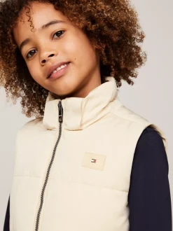 Kurtki*Tommy Hilfiger Ocieplana Kamizelka Z Logo Hilfiger Monotype COUNTRY IVORY