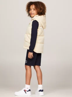 Kurtki*Tommy Hilfiger Ocieplana Kamizelka Z Logo Hilfiger Monotype COUNTRY IVORY