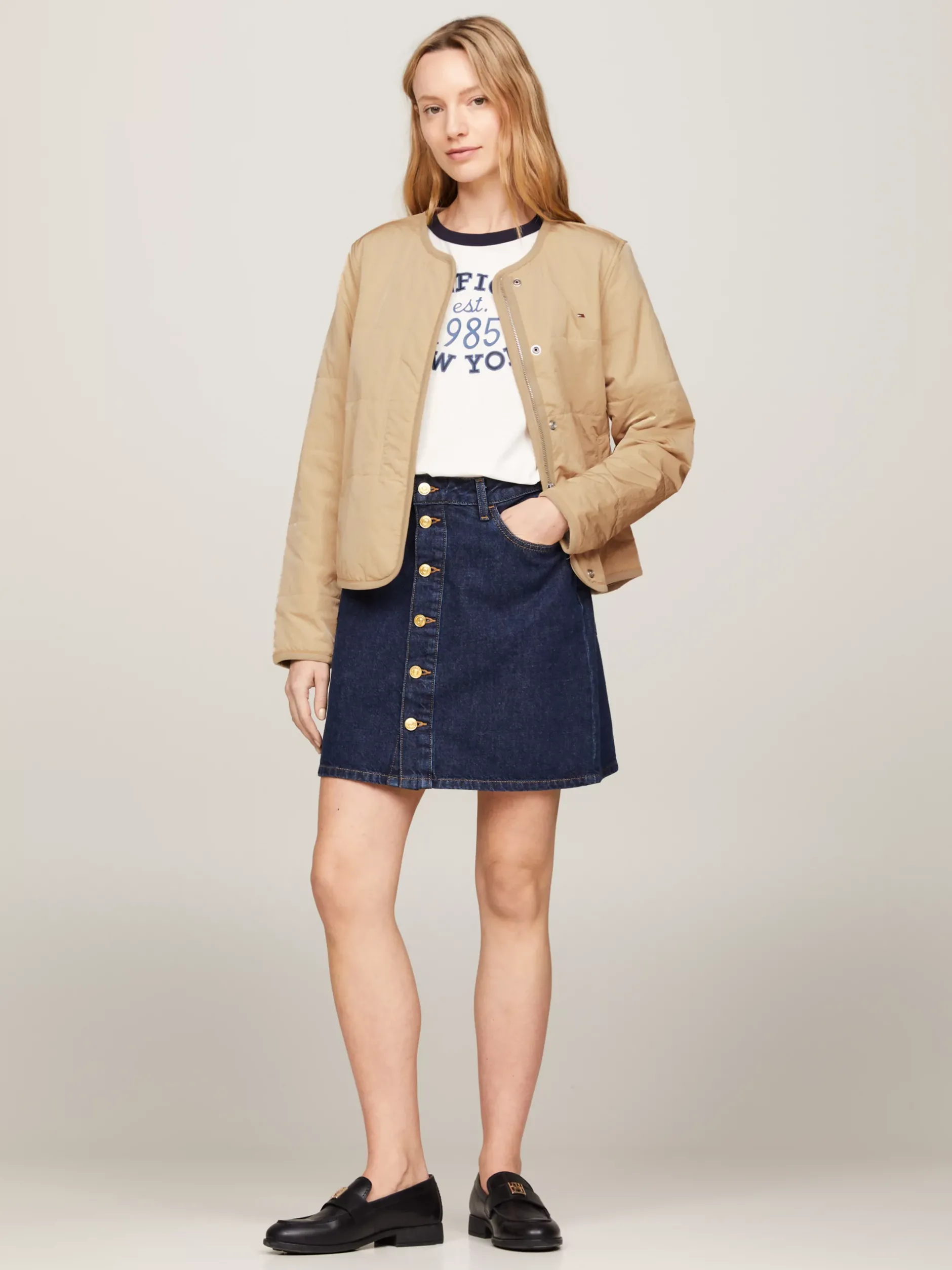 Kurtki & Płaszcze*Tommy Hilfiger Ocieplana Kurtka Bez Kołnierza BEIGE