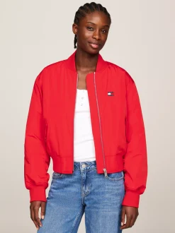 Kurtki & Płaszcze*Tommy Hilfiger Ocieplana Kurtka Bomber Z Kolekcji Essential DEEP CRIMSON