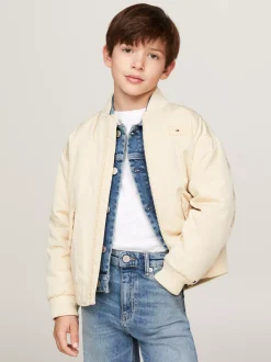 Kurtki*Tommy Hilfiger Ocieplana Kurtka Bomber Z Logo Hilfiger Monotype COUNTRY IVORY