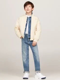 Kurtki*Tommy Hilfiger Ocieplana Kurtka Bomber Z Logo Hilfiger Monotype COUNTRY IVORY