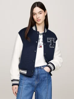 Kurtki & Płaszcze*Tommy Hilfiger Ocieplana Kurtka Letterman Tommy Prep Luxe DARK NIGHT NAVY