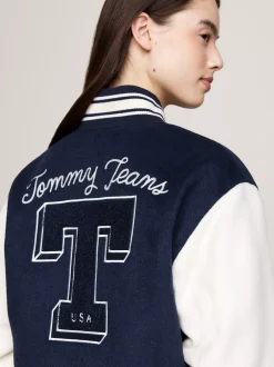 Kurtki & Płaszcze*Tommy Hilfiger Ocieplana Kurtka Letterman Tommy Prep Luxe DARK NIGHT NAVY