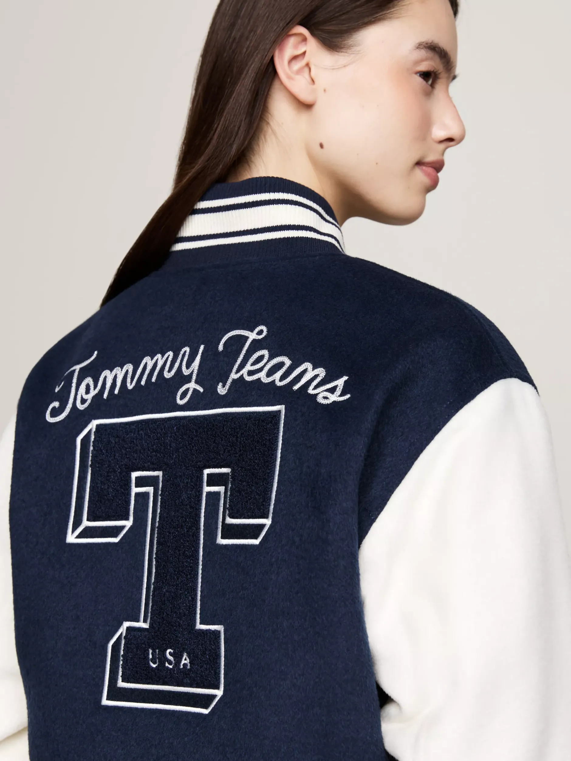 Kurtki & Płaszcze*Tommy Hilfiger Ocieplana Kurtka Letterman Tommy Prep Luxe DARK NIGHT NAVY