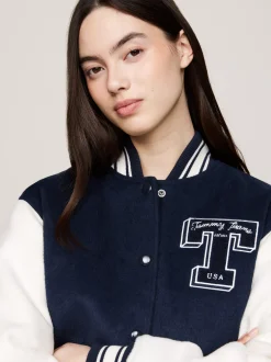 Kurtki & Płaszcze*Tommy Hilfiger Ocieplana Kurtka Letterman Tommy Prep Luxe DARK NIGHT NAVY