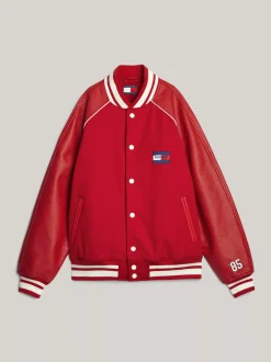 Kurtki & Płaszcze|Bomberki*Tommy Hilfiger Ocieplana Kurtka Unisex W Stylu Varsity SWEET CAYENNE