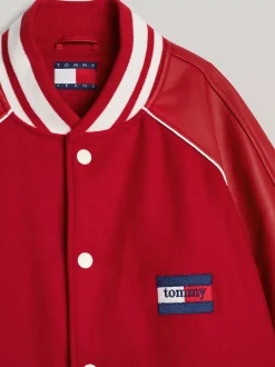Kurtki & Płaszcze|Bomberki*Tommy Hilfiger Ocieplana Kurtka Unisex W Stylu Varsity SWEET CAYENNE