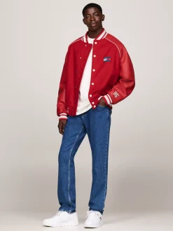 Kurtki & Płaszcze|Bomberki*Tommy Hilfiger Ocieplana Kurtka Unisex W Stylu Varsity SWEET CAYENNE