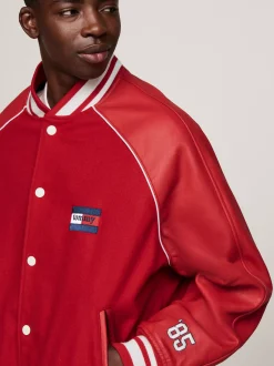 Kurtki & Płaszcze|Bomberki*Tommy Hilfiger Ocieplana Kurtka Unisex W Stylu Varsity SWEET CAYENNE