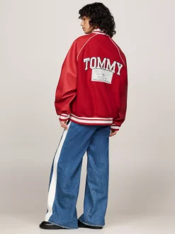 Kurtki & Płaszcze|Bomberki*Tommy Hilfiger Ocieplana Kurtka Unisex W Stylu Varsity SWEET CAYENNE