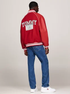 Kurtki & Płaszcze|Bomberki*Tommy Hilfiger Ocieplana Kurtka Unisex W Stylu Varsity SWEET CAYENNE