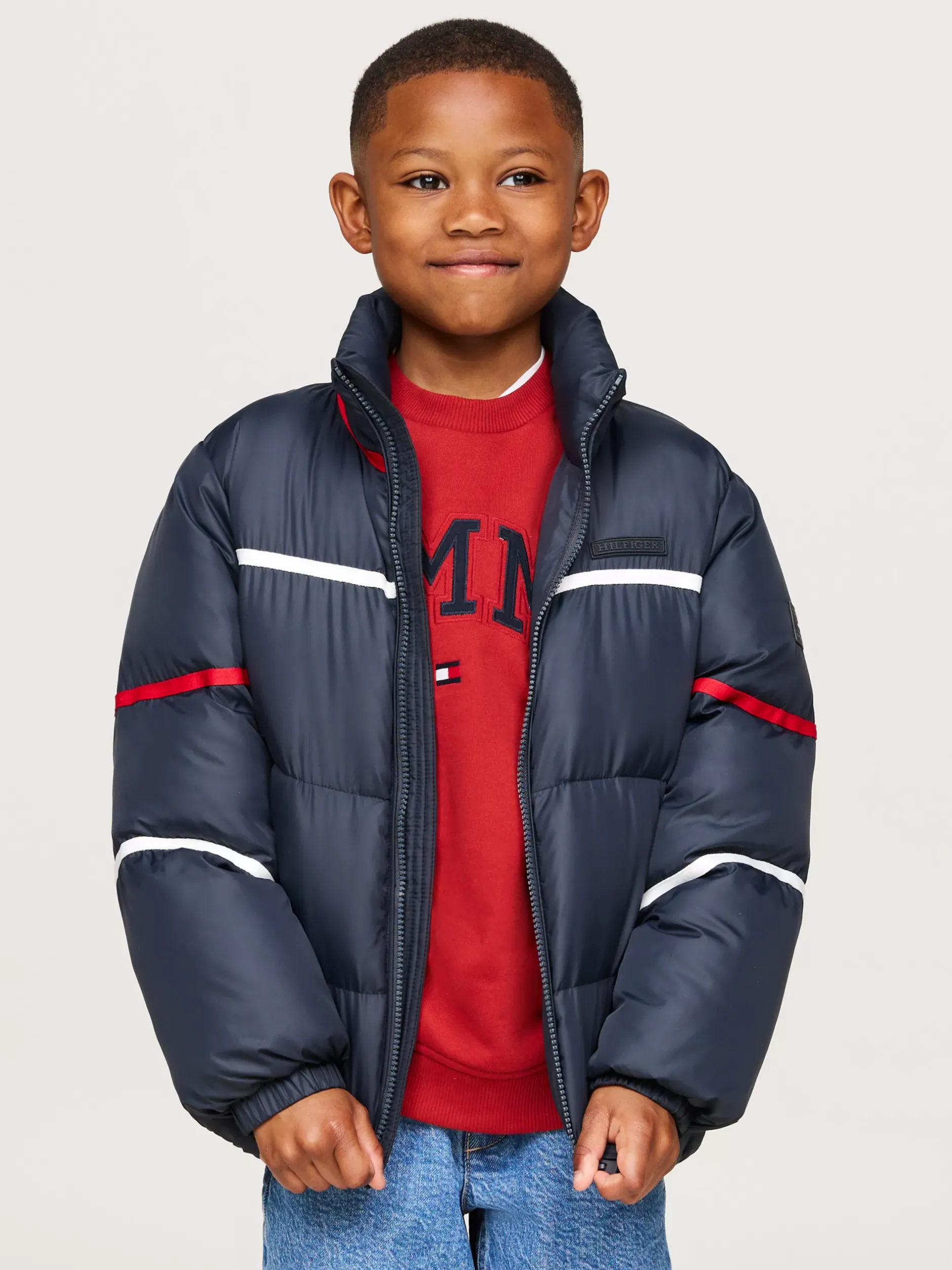 Kurtki I Płaszcze|Kurtki*Tommy Hilfiger Ocieplana Kurtka W Paski O Luźnym Kroju DESERT SKY