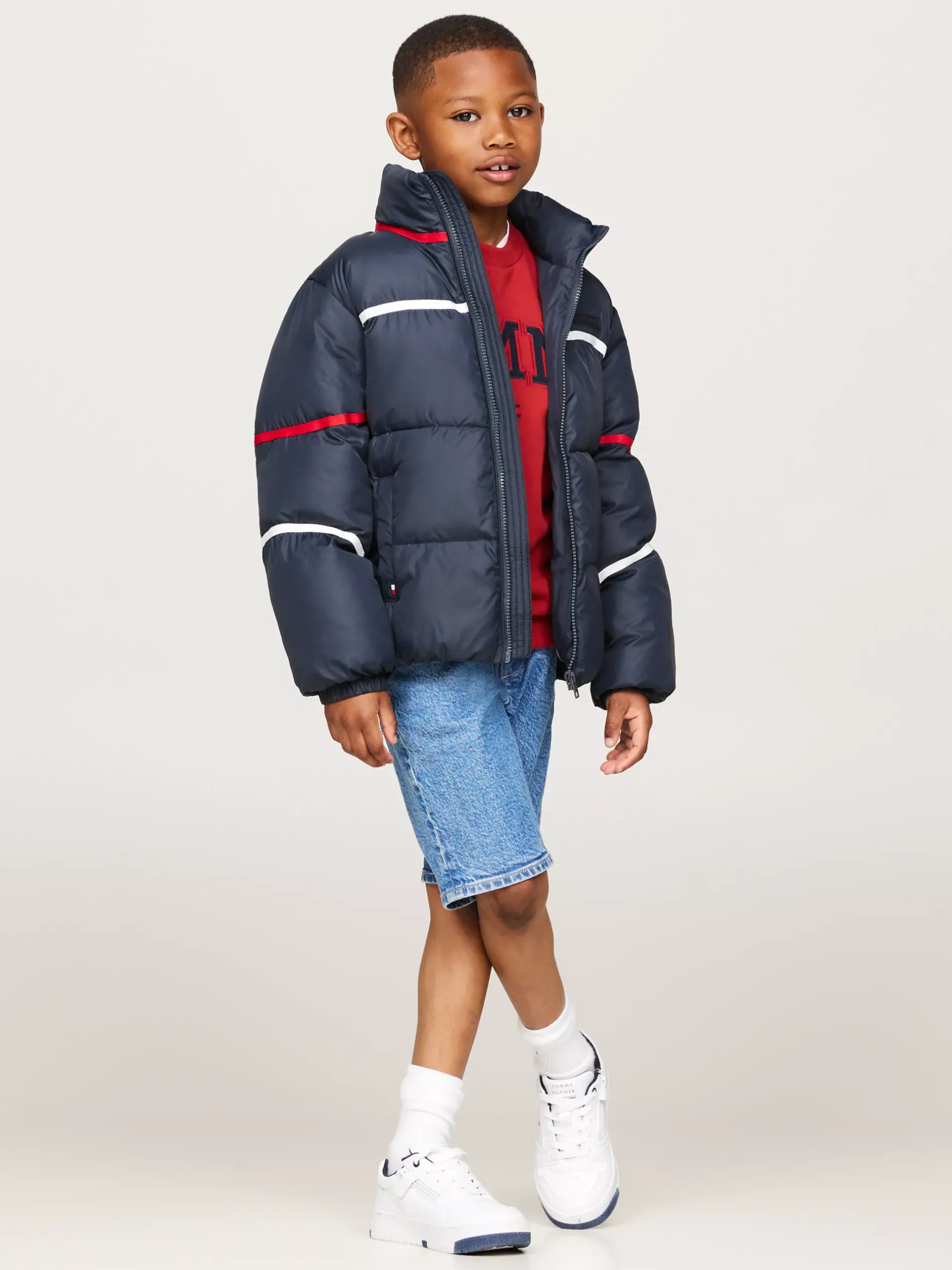Kurtki I Płaszcze|Kurtki*Tommy Hilfiger Ocieplana Kurtka W Paski O Luźnym Kroju DESERT SKY