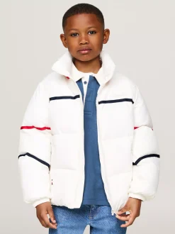 Kurtki I Płaszcze|Kurtki*Tommy Hilfiger Ocieplana Kurtka W Paski O Luźnym Kroju ANCIENT WHITE