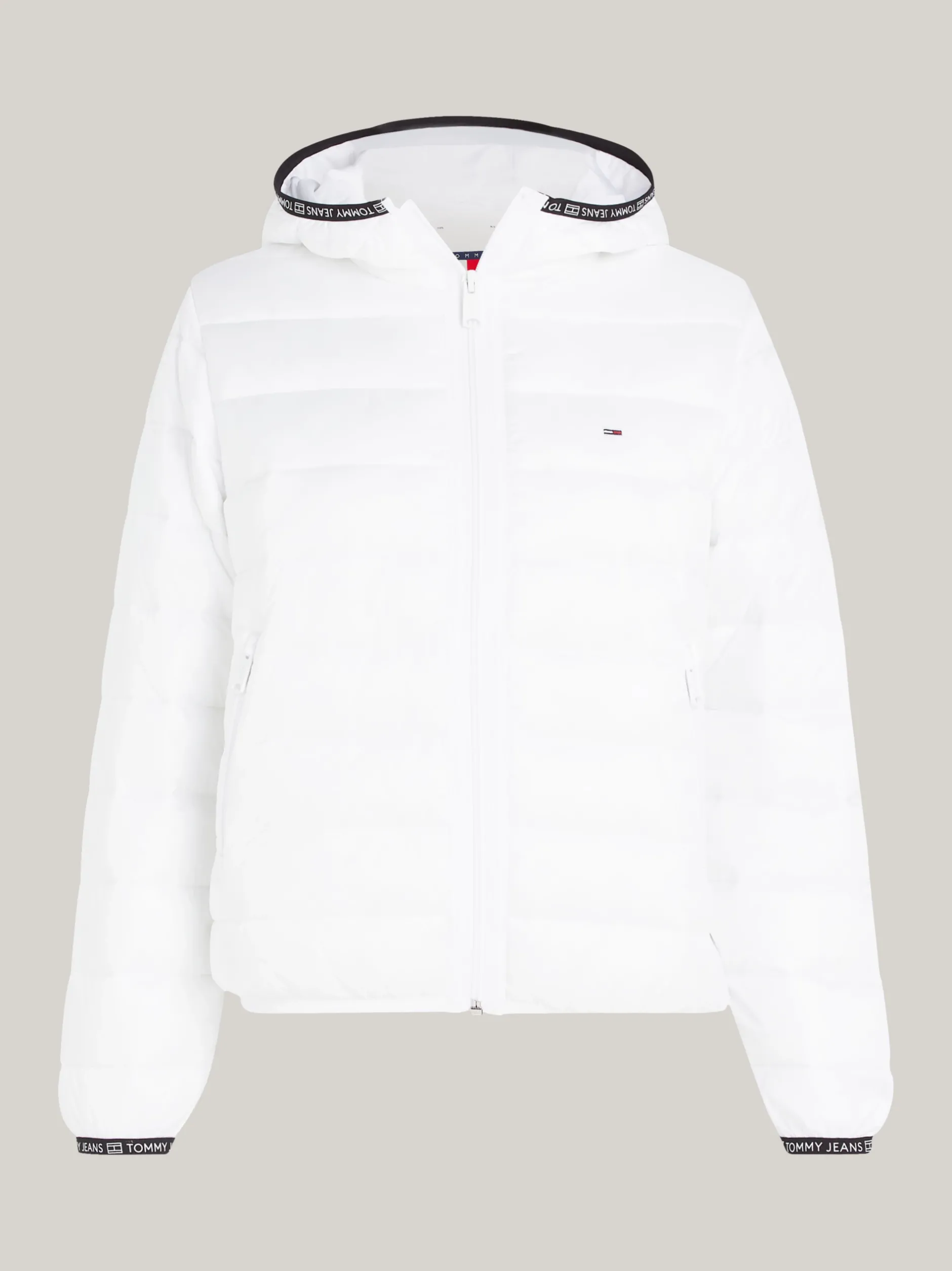 Kurtki & Płaszcze*Tommy Hilfiger Ocieplana Kurtka Z Kapturem I Tasiemką Z Logo WHITE