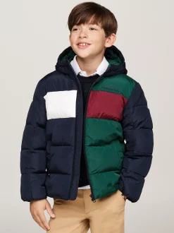 Kurtki*Tommy Hilfiger Ocieplana Kurtka Z Materiału Rip-stop ORNAMENTAL GREEN / ROUGE / BLUE