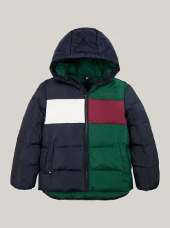 Kurtki*Tommy Hilfiger Ocieplana Kurtka Z Materiału Rip-stop ORNAMENTAL GREEN / ROUGE / BLUE