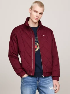 Kurtki & Płaszcze*Tommy Hilfiger Ocieplana Kurtka Z Pikowaniem W Romby DEEP ROUGE