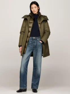 Kurtki & Płaszcze*Tommy Hilfiger Ocieplana Parka Z Kapturem ARMY GREEN
