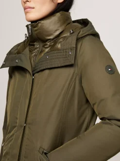 Kurtki & Płaszcze*Tommy Hilfiger Ocieplana Parka Z Kapturem ARMY GREEN