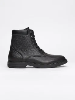 Buty Sznurowane|Buty*Tommy Hilfiger Ocieplane Botki Z Groszkowanej Skóry BLACK