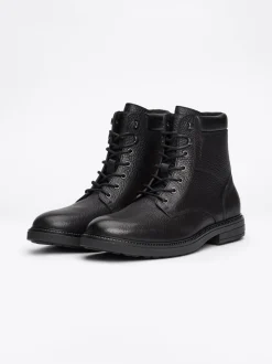 Buty Sznurowane|Buty*Tommy Hilfiger Ocieplane Botki Z Groszkowanej Skóry BLACK