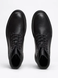 Buty Sznurowane|Buty*Tommy Hilfiger Ocieplane Botki Z Groszkowanej Skóry BLACK