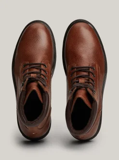Buty Sznurowane|Buty*Tommy Hilfiger Ocieplane Botki Z Groszkowanej Skóry WINTER COGNAC