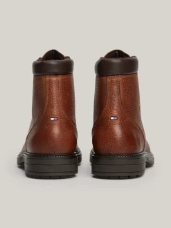 Buty Sznurowane|Buty*Tommy Hilfiger Ocieplane Botki Z Groszkowanej Skóry WINTER COGNAC