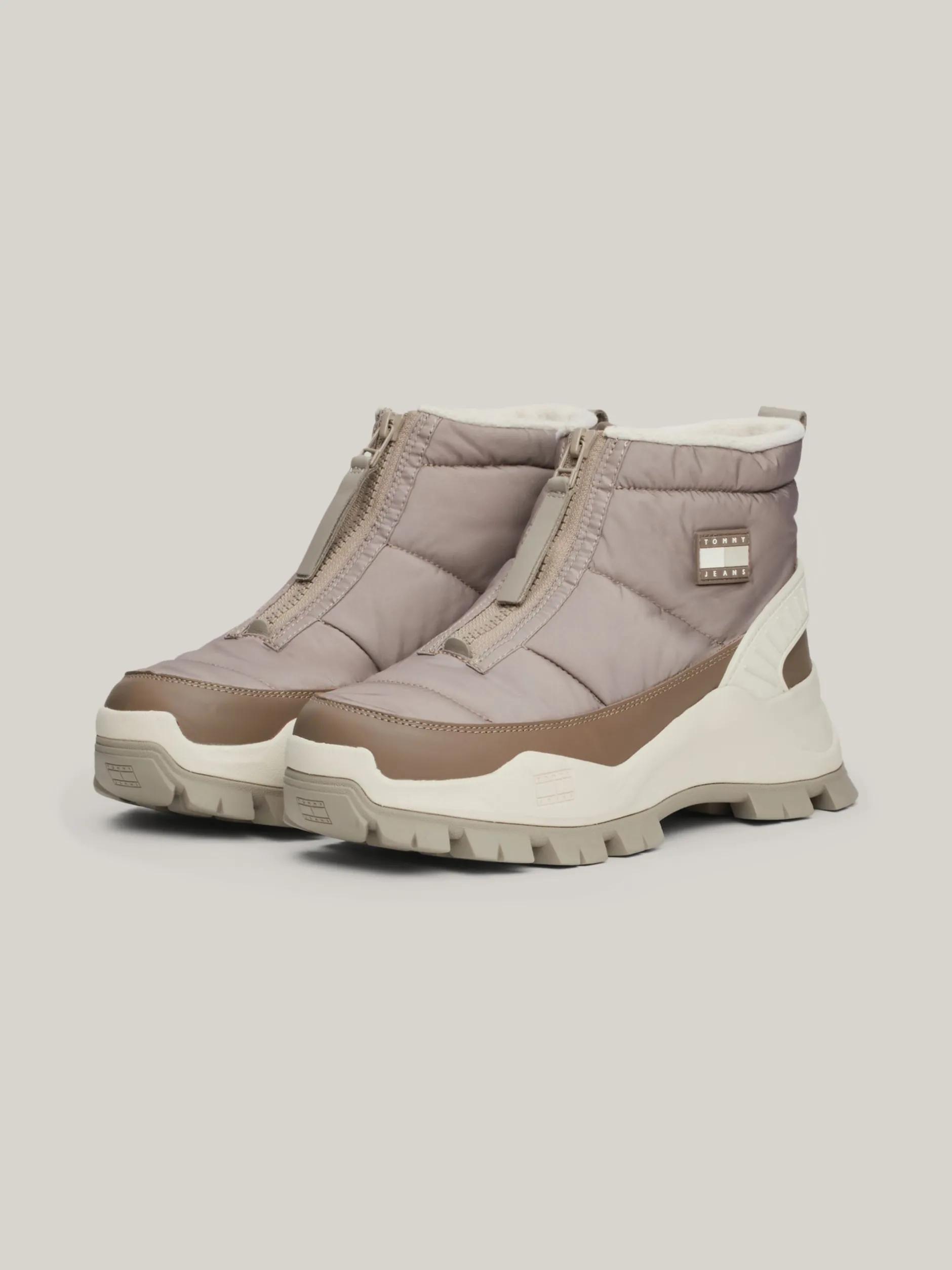 Sznurowane Botki|Botki*Tommy Hilfiger Ocieplane śniegowce Z Zapięciem Na Zamek DUSKY TAUPE