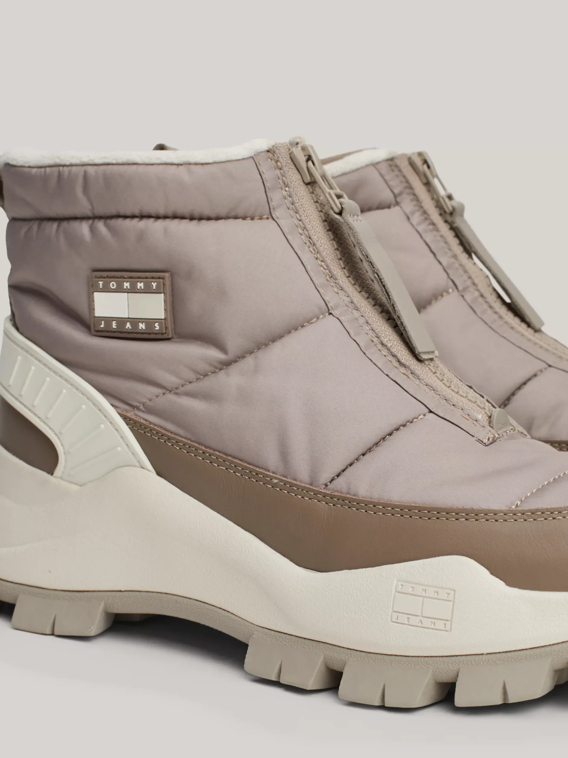 Sznurowane Botki|Botki*Tommy Hilfiger Ocieplane śniegowce Z Zapięciem Na Zamek DUSKY TAUPE