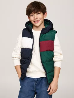 Kurtki*Tommy Hilfiger Ocieplany Bezrękawnik Z Materiału Rip-stop ORNAMENTAL GREEN / ROUGE / BLUE