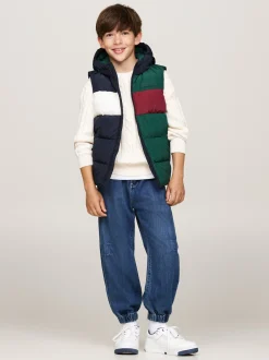 Kurtki*Tommy Hilfiger Ocieplany Bezrękawnik Z Materiału Rip-stop ORNAMENTAL GREEN / ROUGE / BLUE