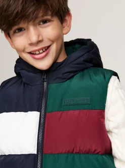 Kurtki*Tommy Hilfiger Ocieplany Bezrękawnik Z Materiału Rip-stop ORNAMENTAL GREEN / ROUGE / BLUE
