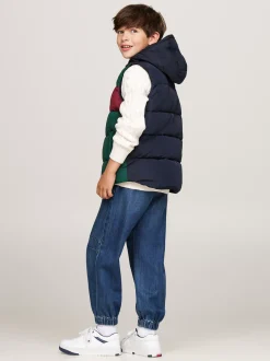 Kurtki*Tommy Hilfiger Ocieplany Bezrękawnik Z Materiału Rip-stop ORNAMENTAL GREEN / ROUGE / BLUE