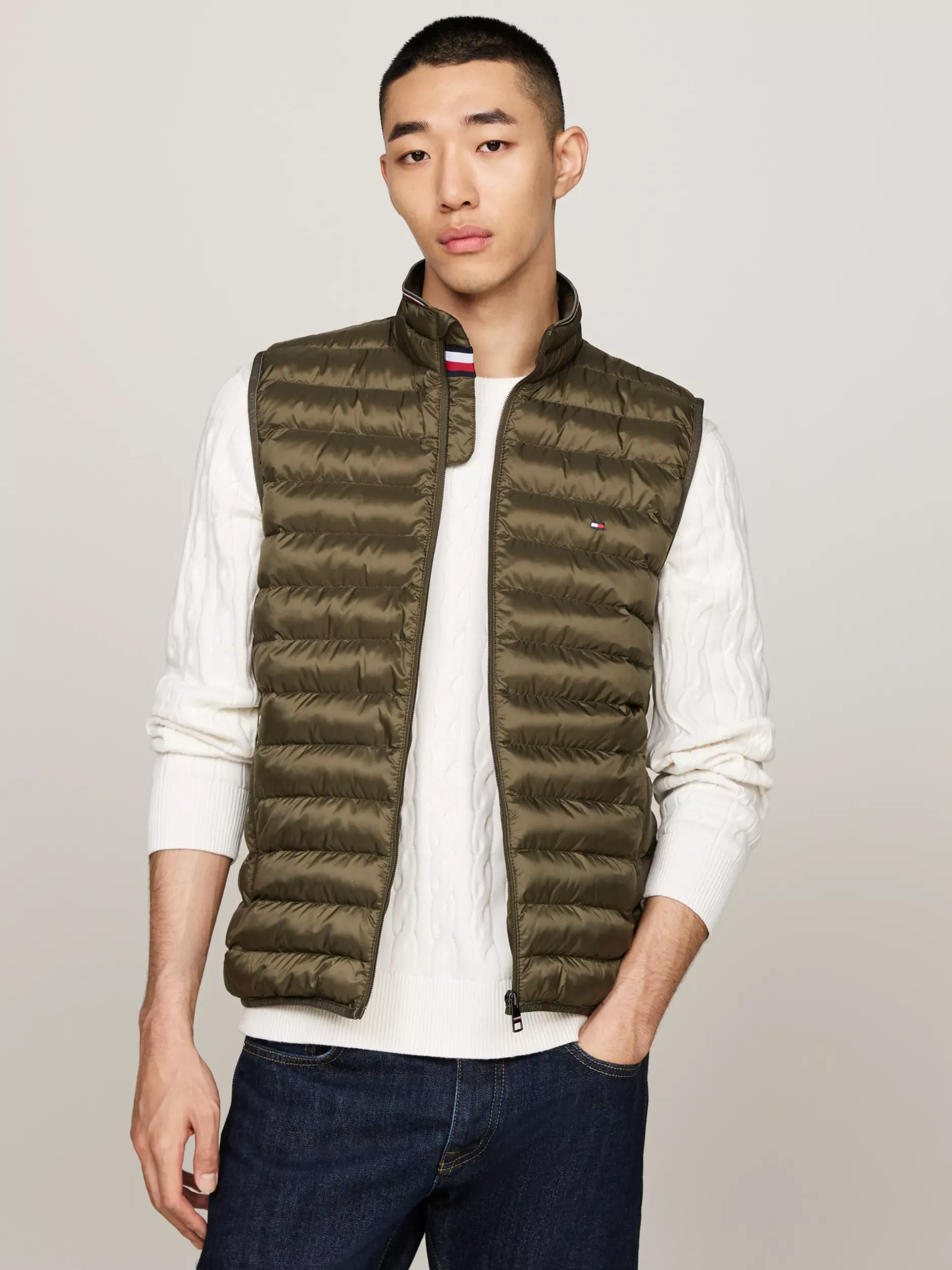 Kurtki & Płaszcze*Tommy Hilfiger Ocieplany Nieprzemakalny Bezrękawnik ARMY GREEN