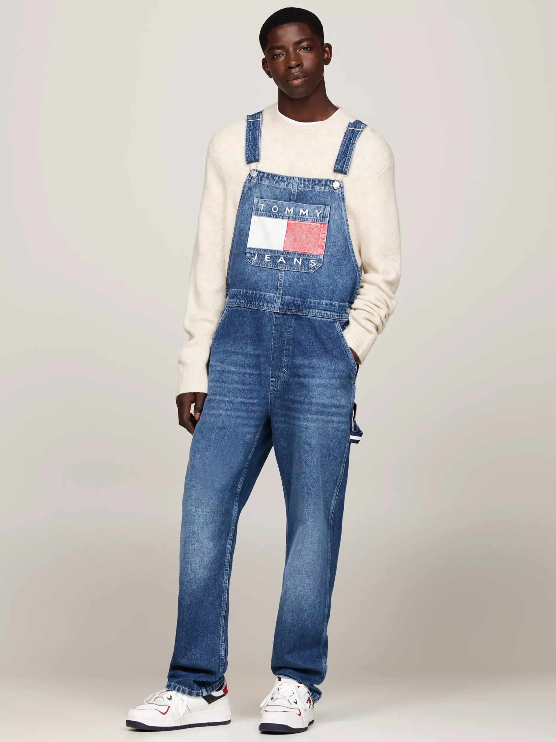 Jeansy*Tommy Hilfiger Ogrodniczki Ryan O Regularnym Kroju Z Flagą DENIM MEDIUM